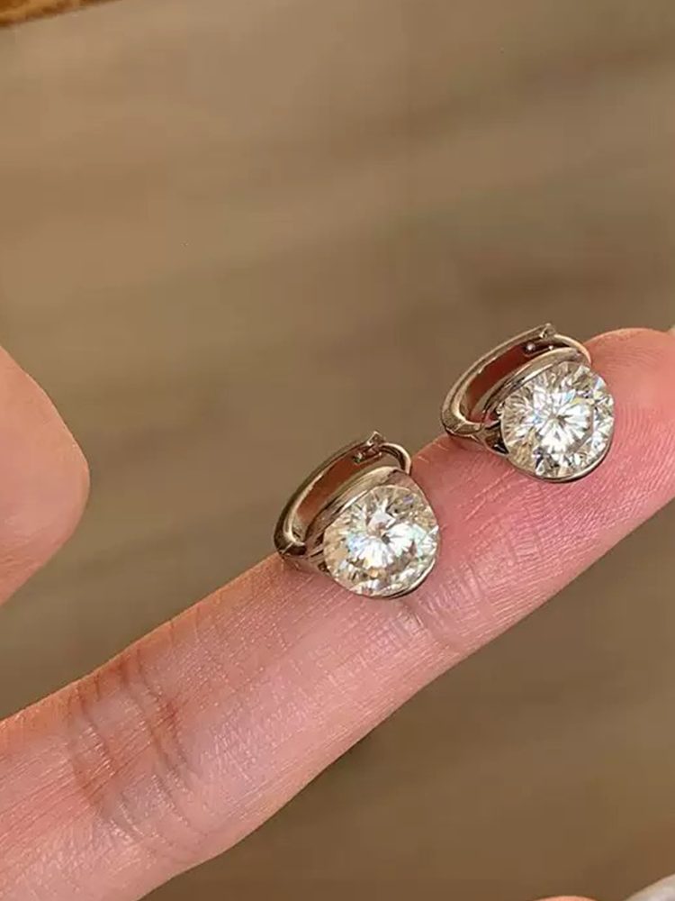 2 Carat Moissanite Studs & Hoop Earrings, S925 Sterling Silver Gold Plated, Hypoallergenic & Sleep-Friendly Daily Jewelry, GRA Certified