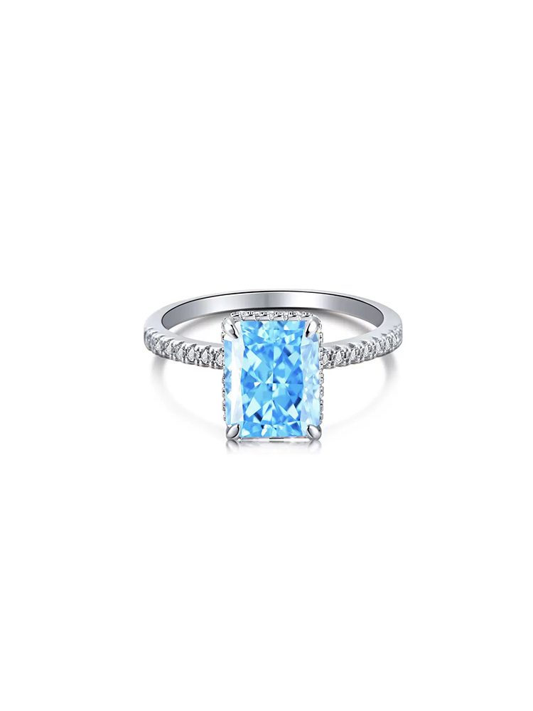 Luxury Green Square-Cut High Carbon Cubic Zirconia Ring, Vintage Glam Statement Jewelry