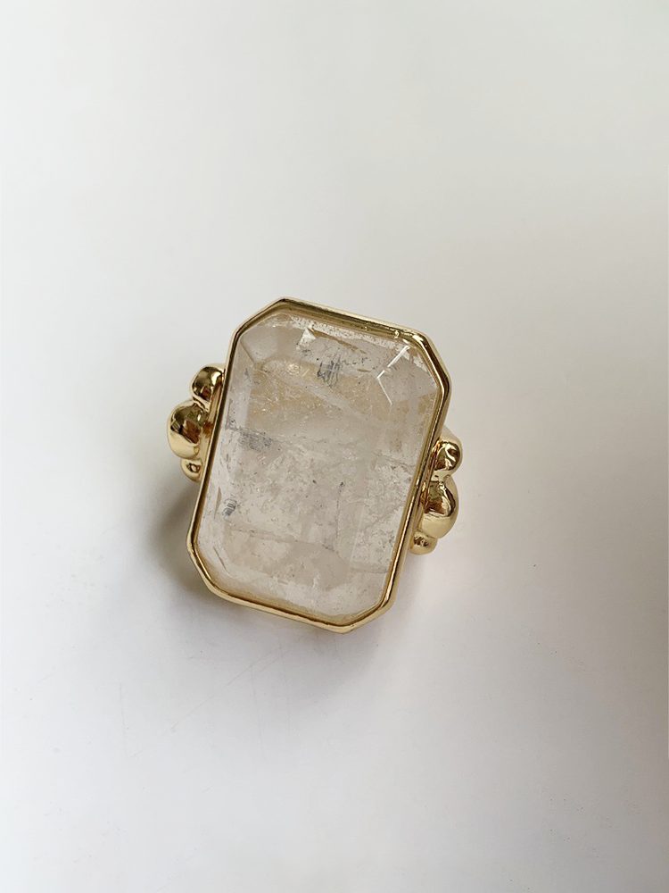 Oversized Crystal Sugar Cube Cut Ring, Geometric Statement Fashion Ring for Women