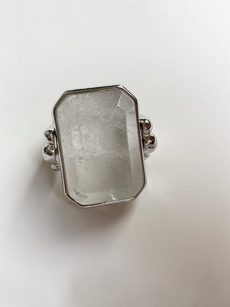 Oversized Crystal Sugar Cube Cut Ring, Geometric Statement Fashion Ring for Women