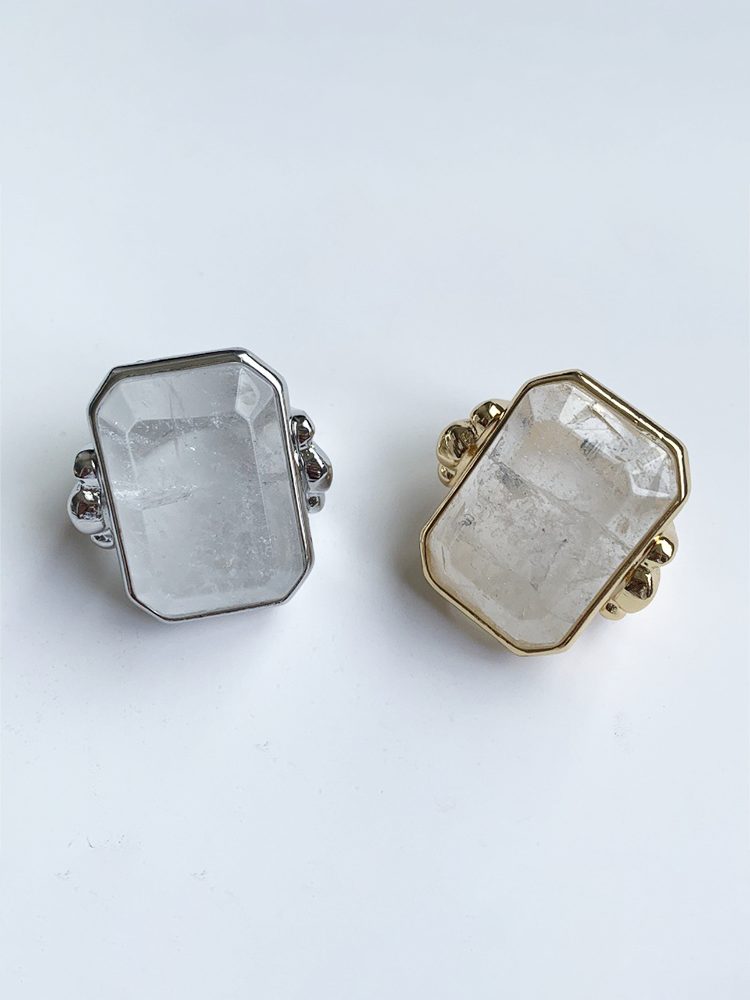 Oversized Crystal Sugar Cube Cut Ring, Geometric Statement Fashion Ring for Women