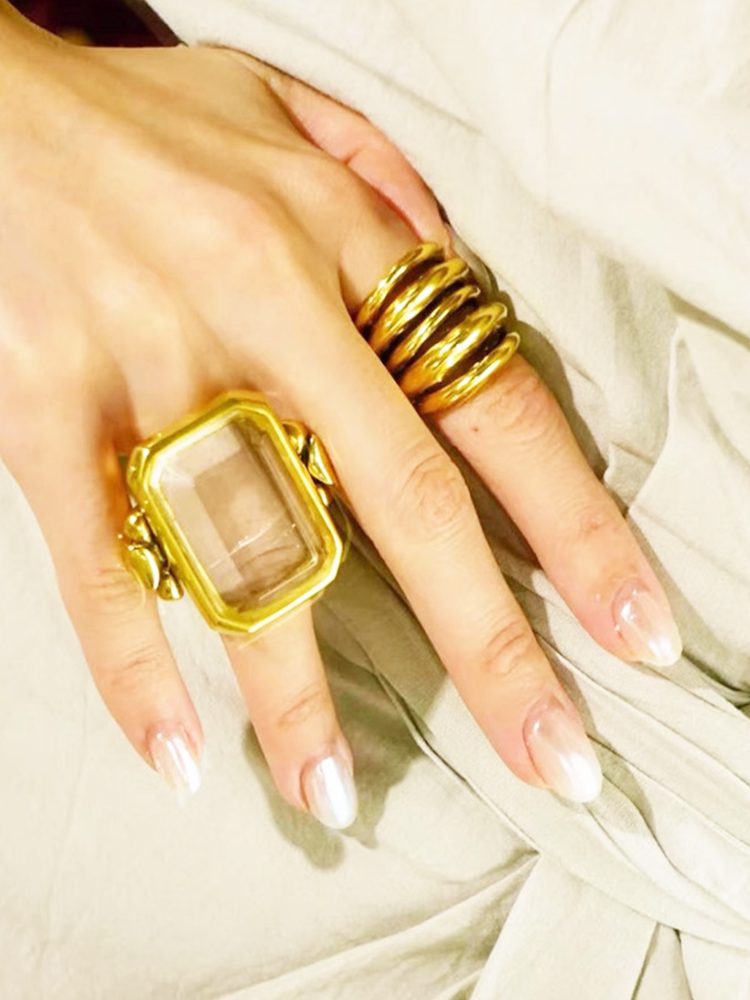 Oversized Crystal Sugar Cube Cut Ring, Geometric Statement Fashion Ring for Women