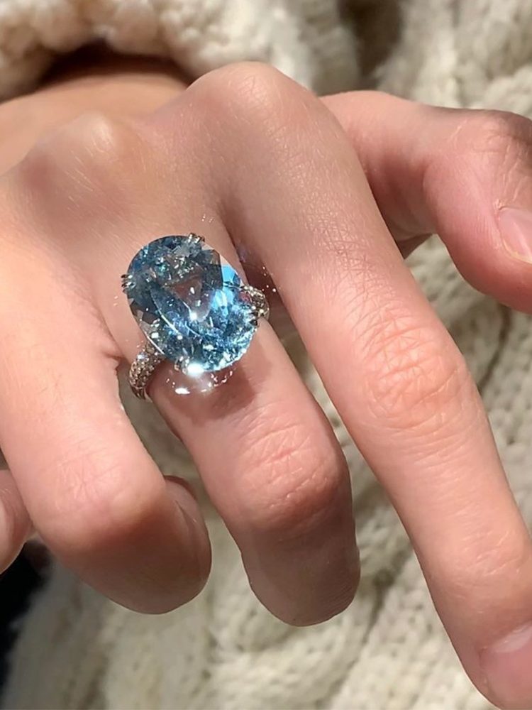 Blue Teardrop Gem Ring, Adjustable Statement Cocktail Ring, Luxury-Inspired Fashion Ring for Women