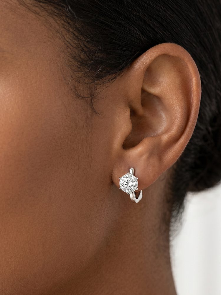 1CT Moissanite Clip-On Earrings, S925 Sterling Silver Minimalist Flush-Set Ear Clips, Adjustable Screw Back Non-Pierced Earrings