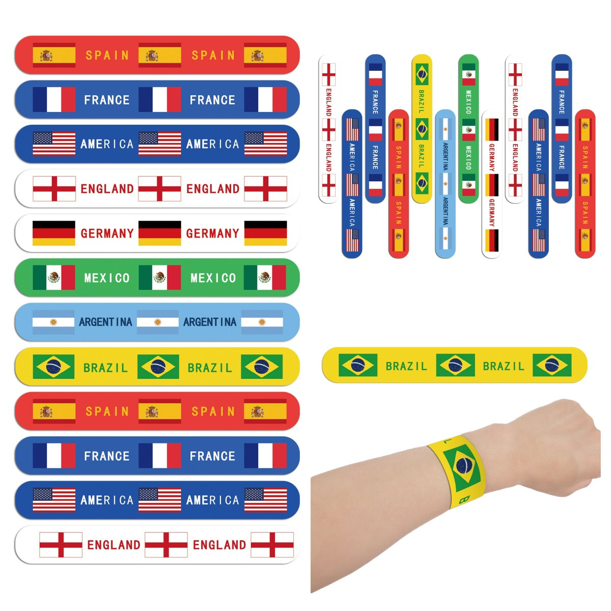 2026 US-Canada-Mexico Football Slap Bracelets for Children, National Team Birthday Party Gift Set