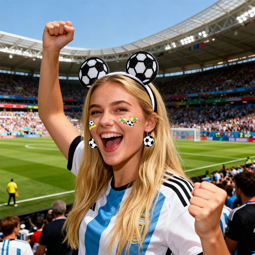 2026 USA-Canada-Mexico Football Fan Accessories Set – Headband, Earrings & Temporary Tattoo Stickers 3-Piece Supporter Kit