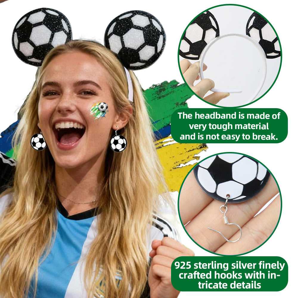 2026 USA-Canada-Mexico Football Fan Accessories Set – Headband, Earrings & Temporary Tattoo Stickers 3-Piece Supporter Kit