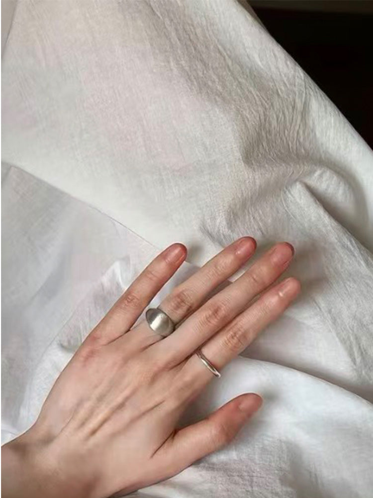 Ensemble de bagues ouvertes parisiennes en argent brossé à la main S925