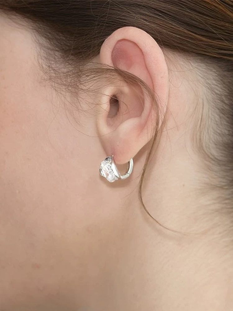 2 Carat Moissanite Studs & Hoop Earrings, S925 Sterling Silver Gold Plated, Hypoallergenic & Sleep-Friendly Daily Jewelry, GRA Certified