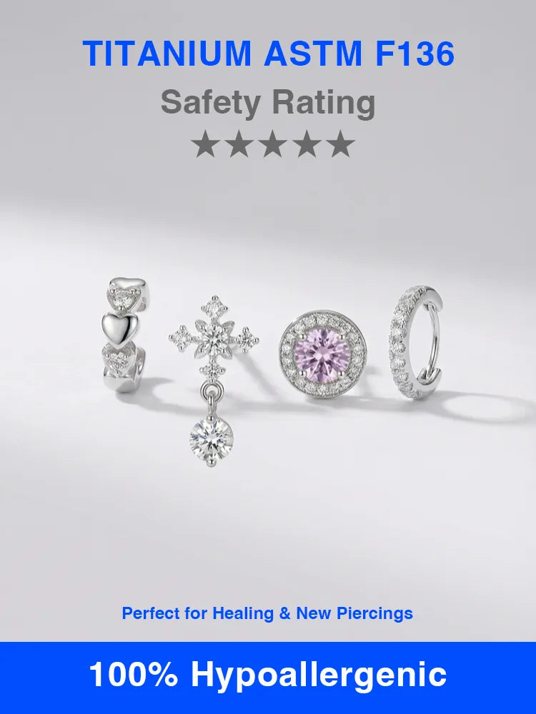 Pink Pavé 316L Surgical Steel Stud Women Men | 18K Gold P...