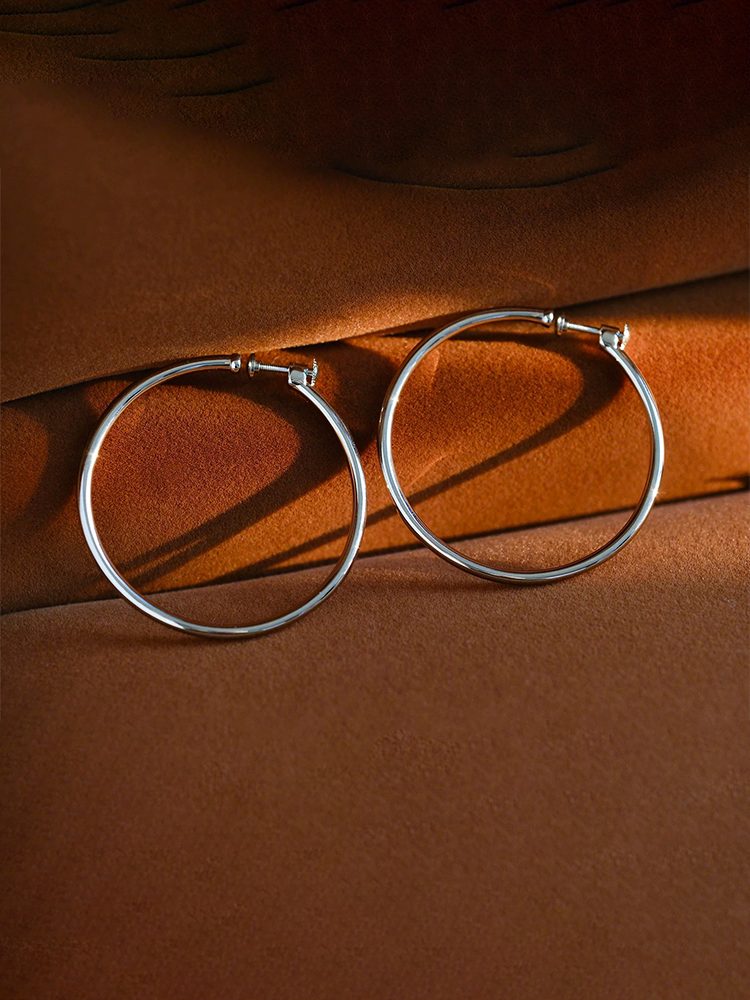 35mm Gold Plated Large Hoop Earrings No Piercing