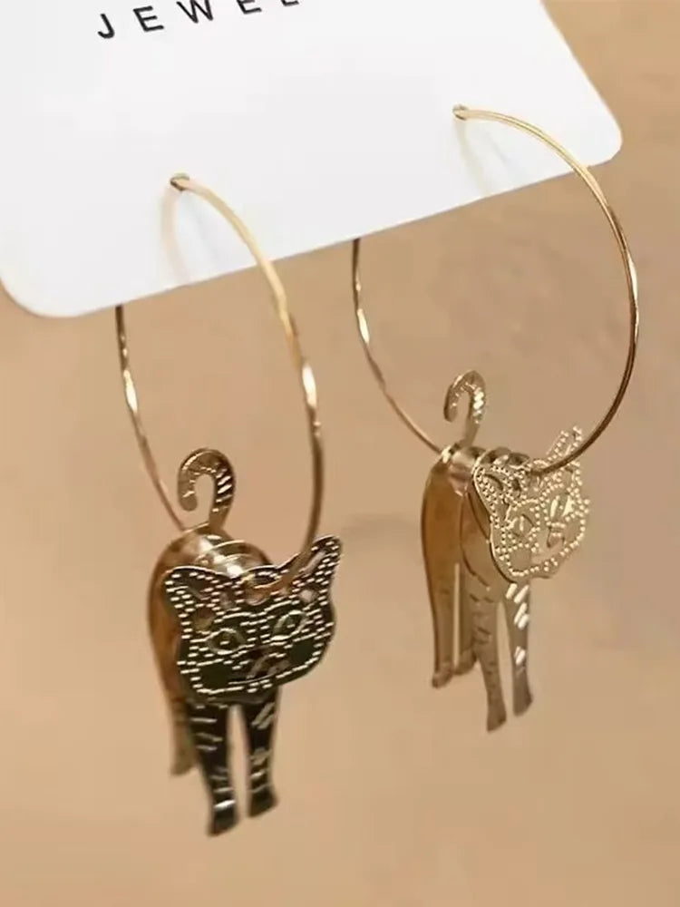 3D cat ear clip-on earrings Stud Dangle