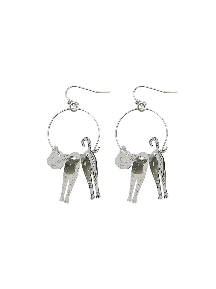 3D cat ear clip-on earrings Stud Dangle