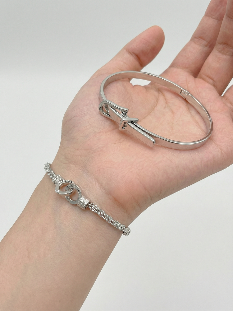 Bracelet unisexe à double anneau entrelacé