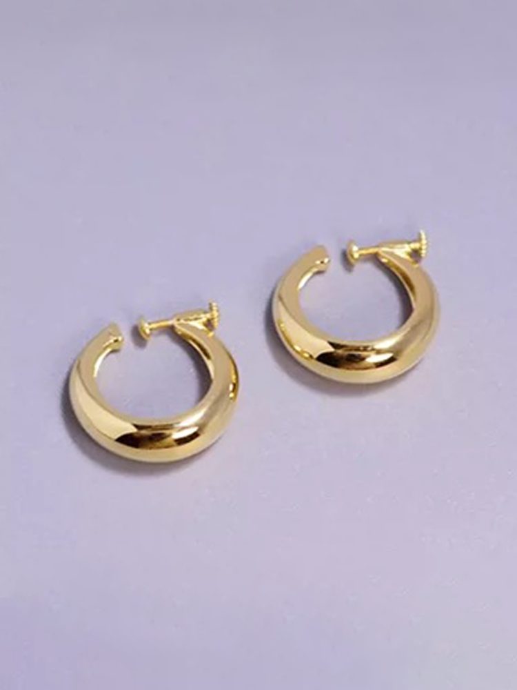 925 Sterling Silver Gold Plated Hoop Clip-On Earrings