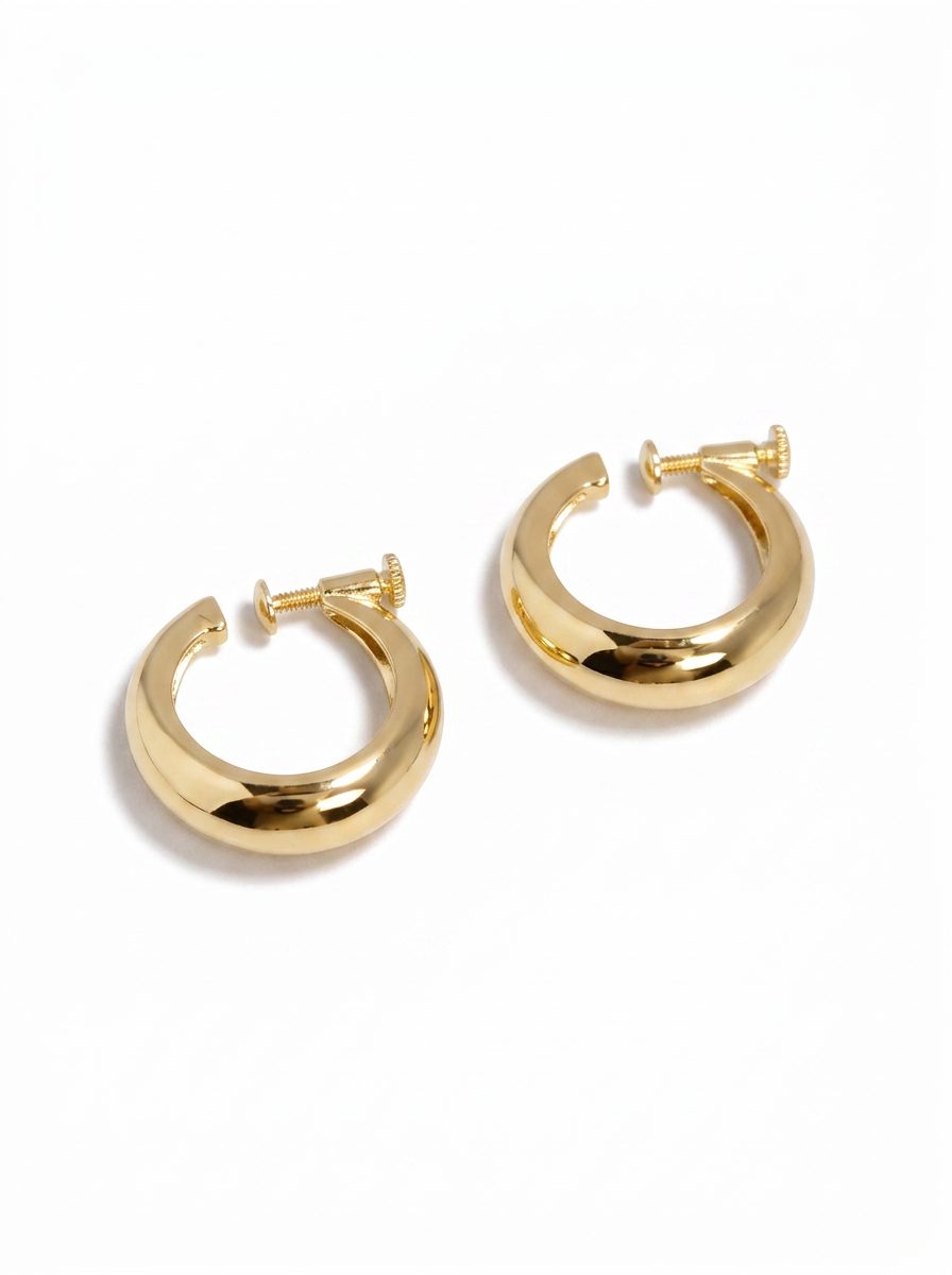 925 Sterling Silver Gold Plated Hoop Clip-On Earrings