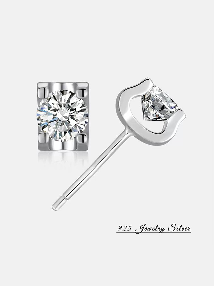 925 Sterling Silver Gold Plated Moissanite Stud Earrings - 4-Prong GRA Certified Hypoallergenic Sleep-Safe Earrings