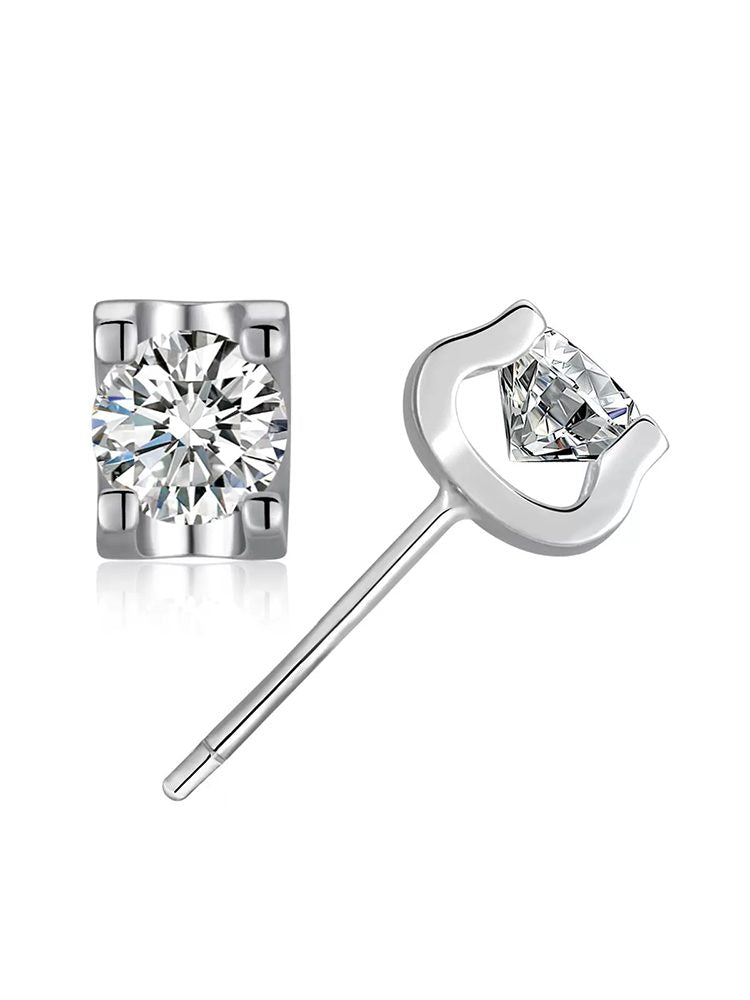 925 Sterling Silver Gold Plated Moissanite Stud Earrings - 4-Prong GRA Certified Hypoallergenic Sleep-Safe Earrings