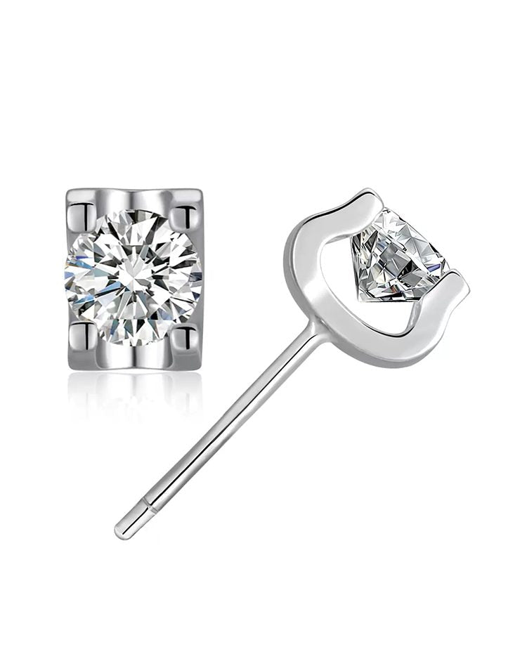 925 Sterling Silver Gold Plated Moissanite Stud Earrings - 4-Prong GRA Certified Hypoallergenic Sleep-Safe Earrings