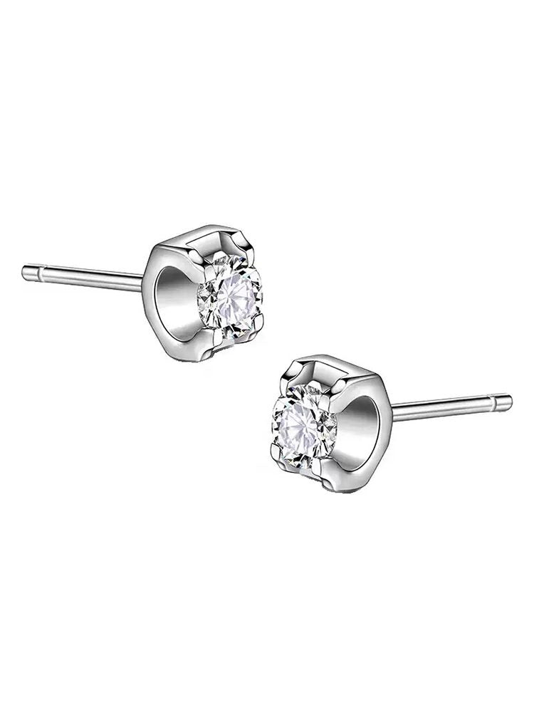 925 Sterling Silver Gold Plated Moissanite Stud Earrings - 4-Prong GRA Certified Hypoallergenic Sleep-Safe Earrings