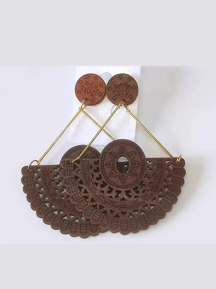 African wooden large earrings stud earrings for va - view 7