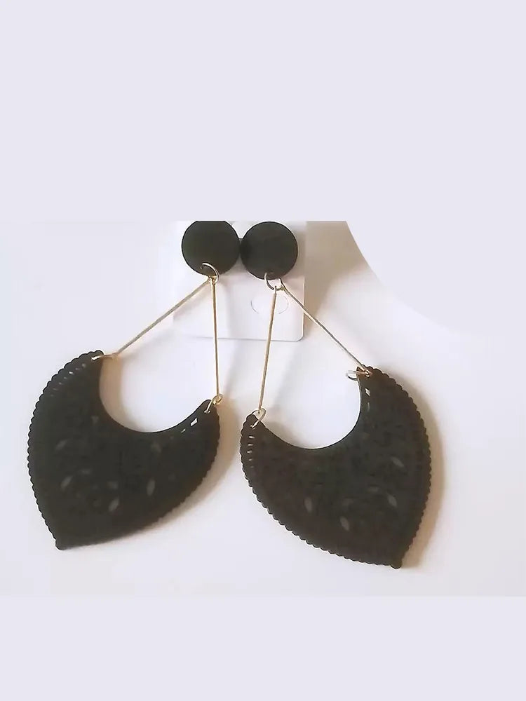 African wooden large earrings stud earrings for va - view 11