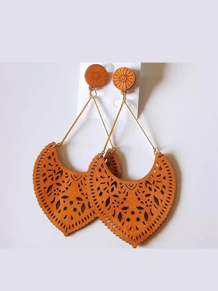 African wooden large earrings stud earrings for va - view 9