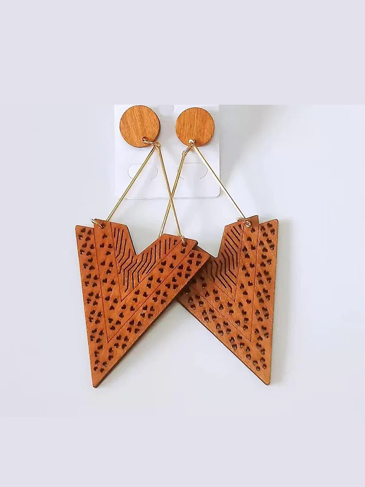 African wooden large earrings stud earrings for va - view 3