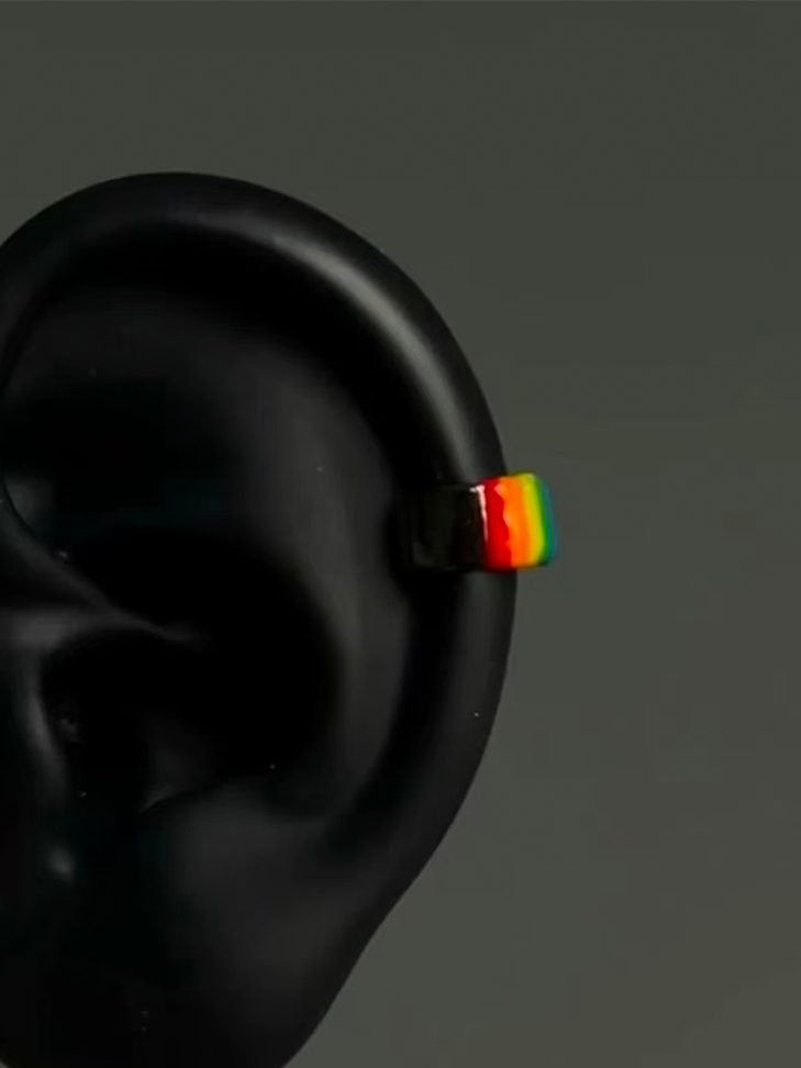 Black Rainbow No-Piercing Ear Cuff Earrings Stud