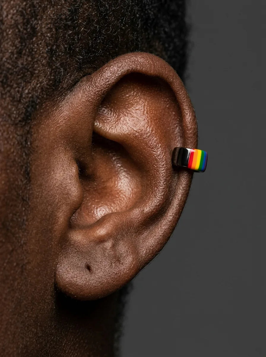 Black Rainbow No-Piercing Ear Cuff Earrings Stud