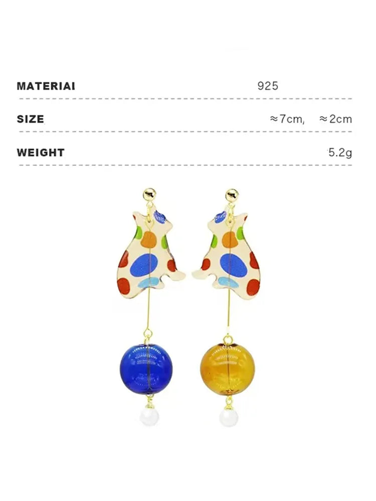 Blue Planet Pop Spectrum Cat Drop Studs & Clip-On Earrings ( — View 6 | 18K Gold Plated Jewelry