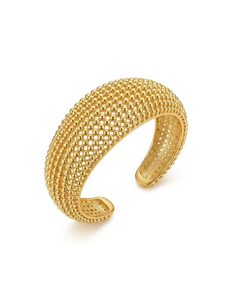 Bold Polka Dot Statement Bangle – Silver Plated Fashion Bracelet