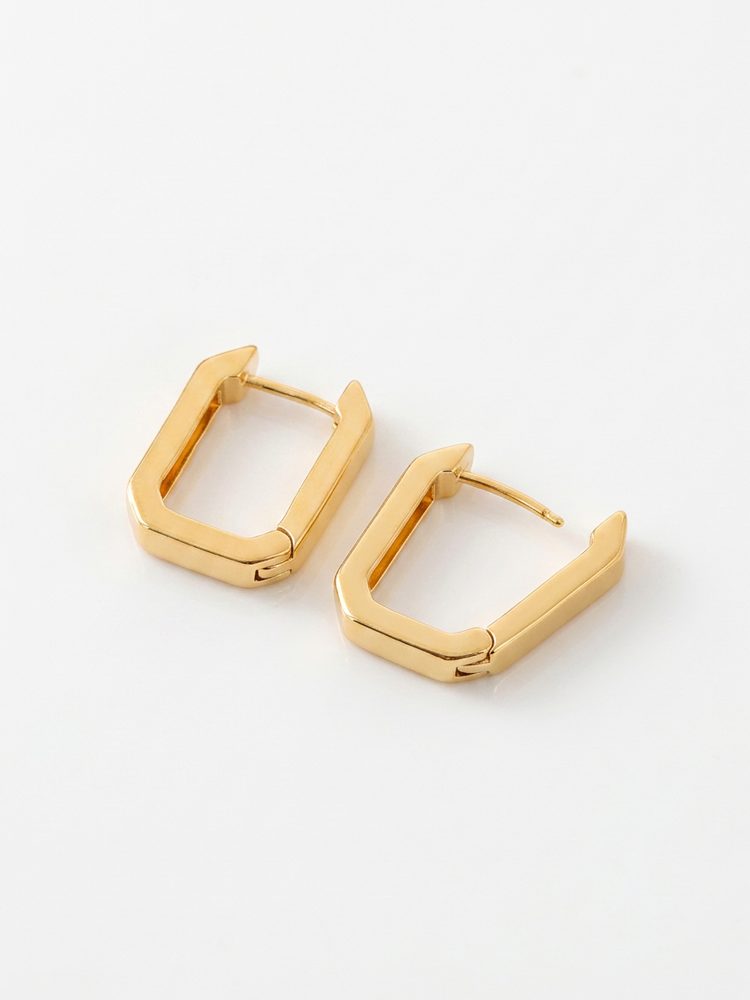 Bold Square Statement Clip-On Earrings – Gold Plated Non-Pierced Screw Back Clip-On Earrings