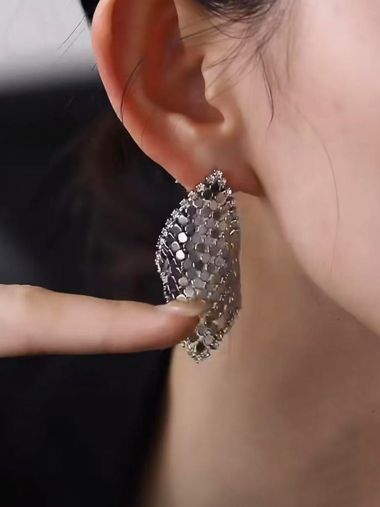Clip on / Stud Stainless Steel Mini Scarf Earrings – Square Bandana Style Dangle Tassel