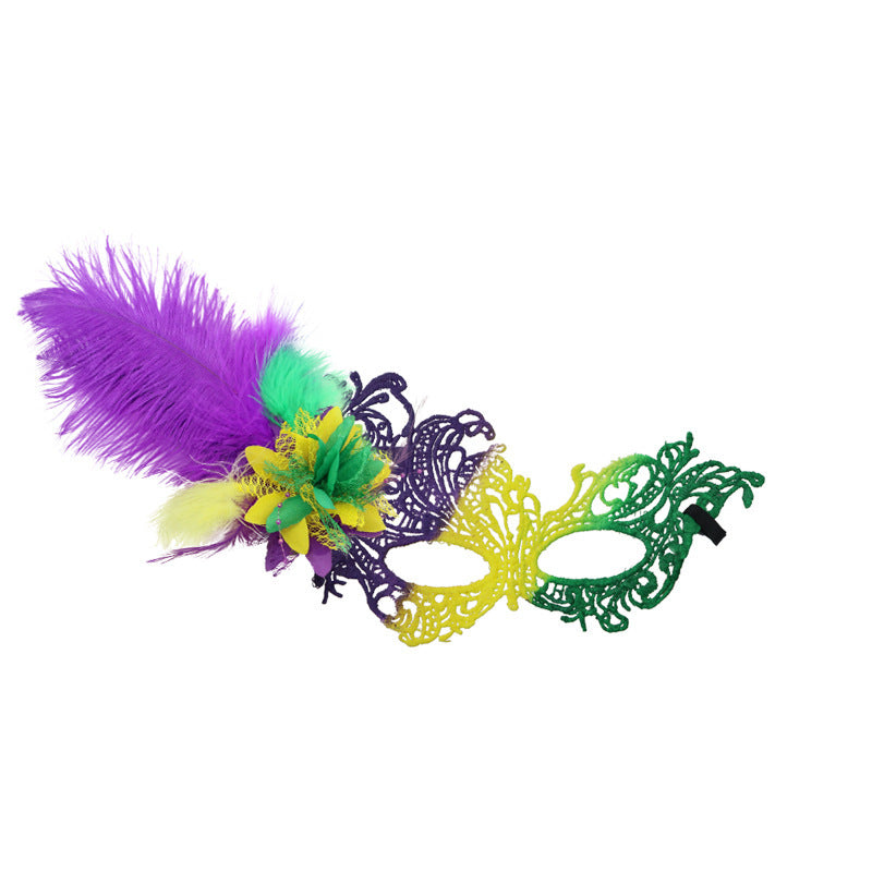 Clothing three-color feather suit, half-face mask, accessories, shawl, cosplay costume props for World Cup Carnival