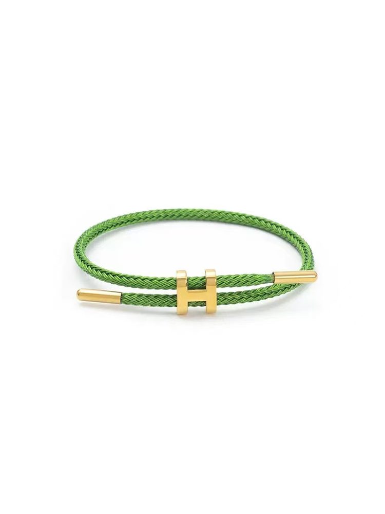 H Colorful Nylon Rope Braided Bracelet with Stainless Steel Accent