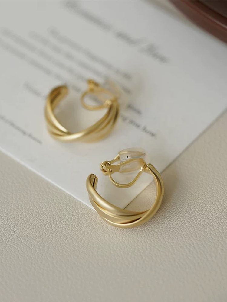 Comfort Fit Gold Silver Faux Clip On Vintage