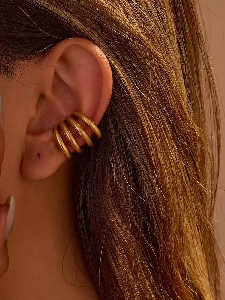 Egyptian-Style Stainless Steel Chunky Ear Cuffs – No Piercing Required 1 Pair