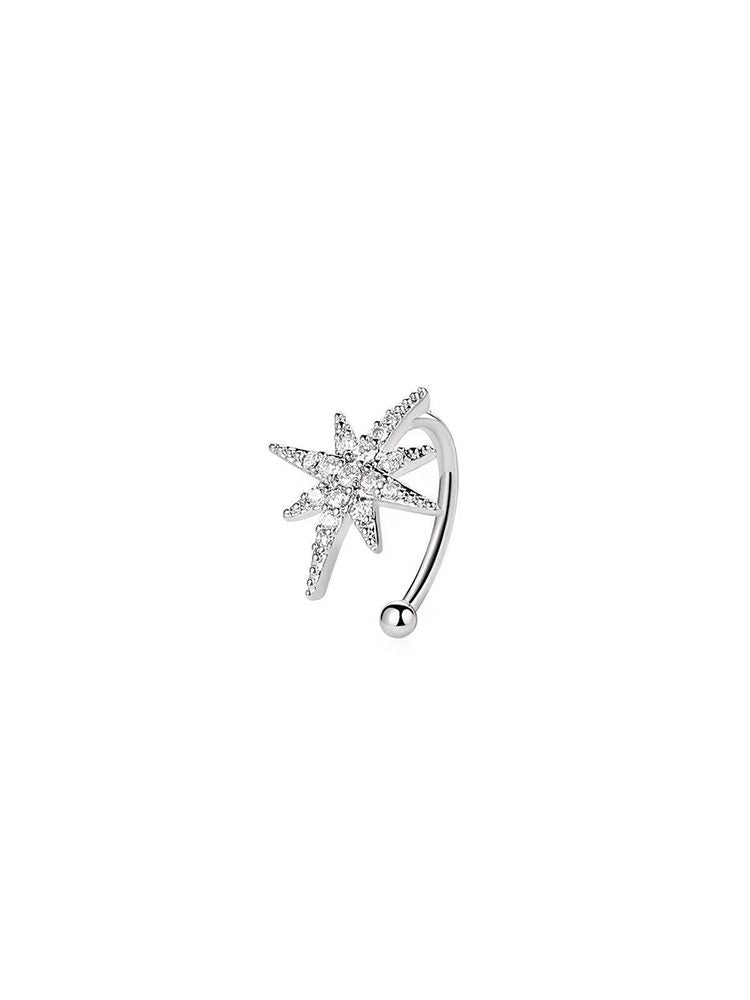 Eight-Pointed Star Clip-On Earrings (Gold & Silver) – Product Description