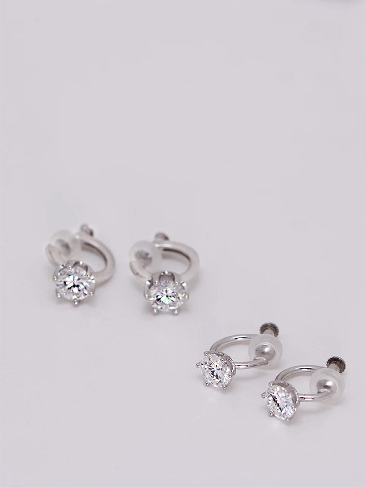 Fairies Whisper S925 Sterling Silver Moissanite Clip-On Earrings, Adjustable Non-Pierced Ear Clips, UnisexFairies Whisper S925 Sterling Silver Moissanite Clip-On Earrings, Adjustable Non-Pierced Ear Clips, Unisex