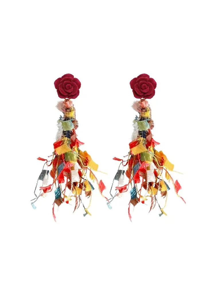 Firework Fabric Vacation Studs & Clip-On Earrings (No Pierci Side View — 18K Gold Plated