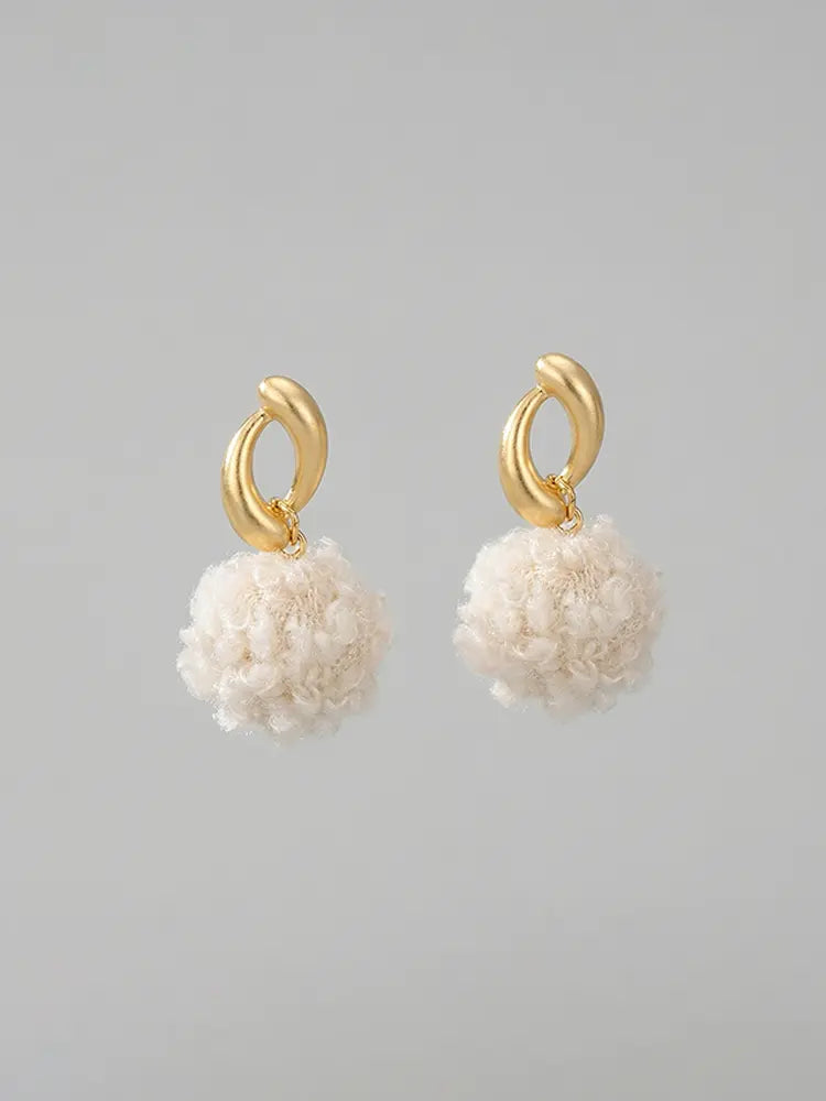 Fluffy Cloud Pom Earrings Girl Women | 18K Gold Plated - view 4