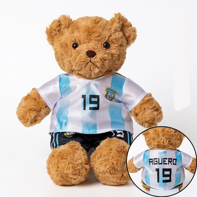 Football-Themed Plush Bear Toy – Soft Stuffed Animal Doll for Sports Fans