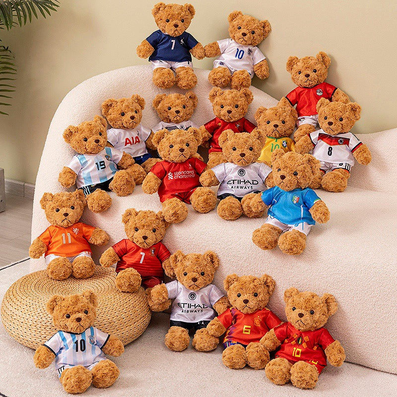 Football-Themed Plush Bear Toy – Soft Stuffed Animal Doll for Sports Fans