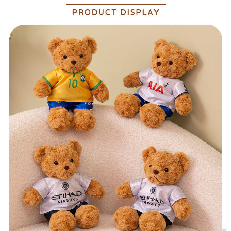 Football-Themed Plush Bear Toy – Soft Stuffed Animal Doll for Sports Fans