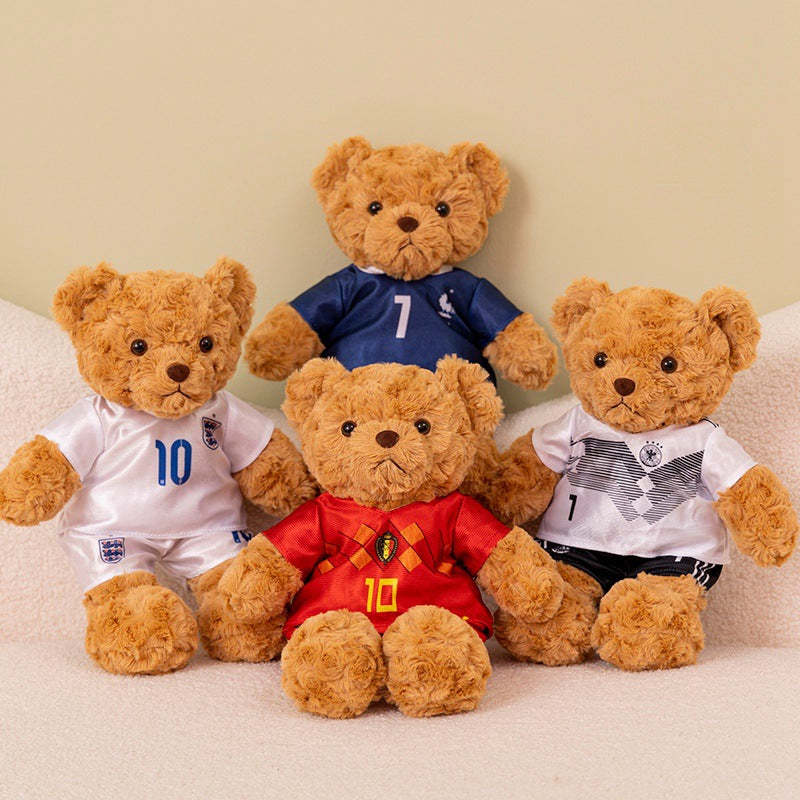 Football-Themed Plush Bear Toy – Soft Stuffed Animal Doll for Sports Fans