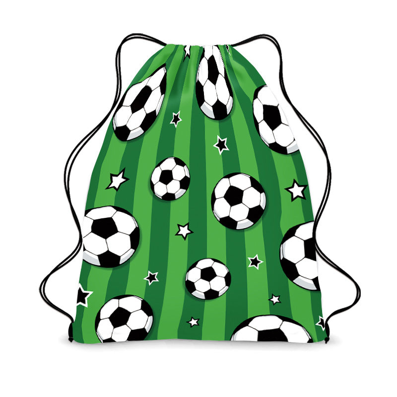 Football Drawstring Backpack, Soccer Sports Gym Bag, Lightweight Polyester Storage Sack for Kids and Fans