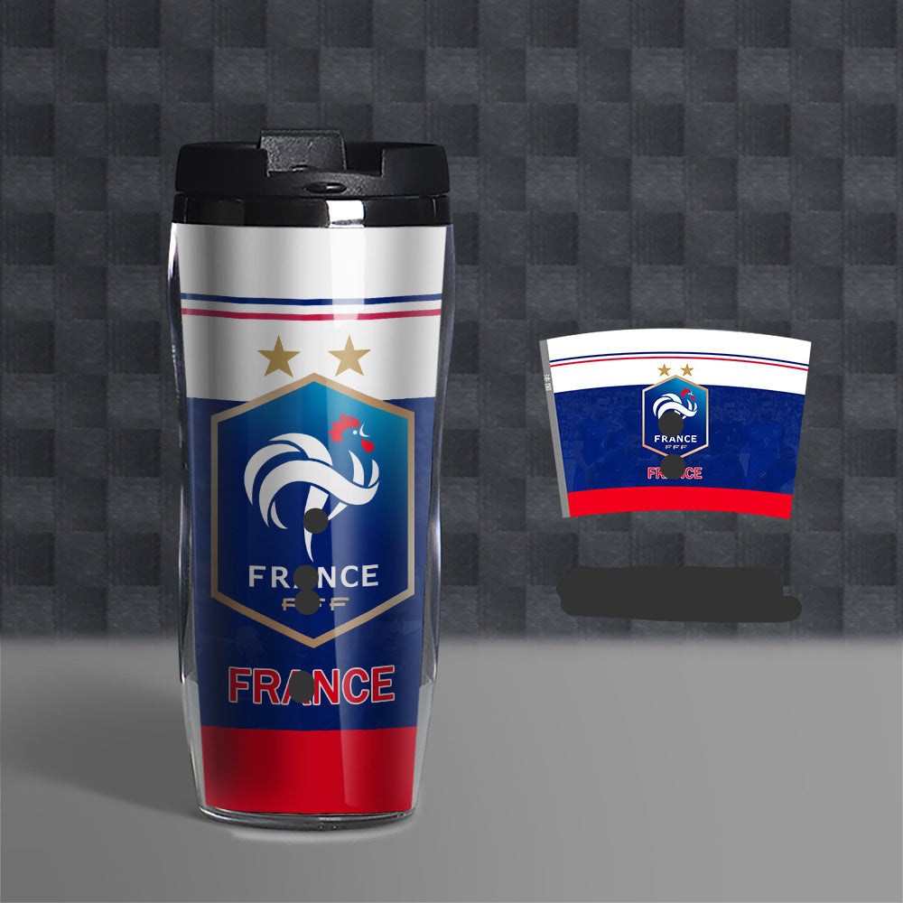 Football Fan Water Bottle 500ml, Soccer Theme Sports Cup, Reusable PVC Drink Bottle for Fans and Outdoor Activities