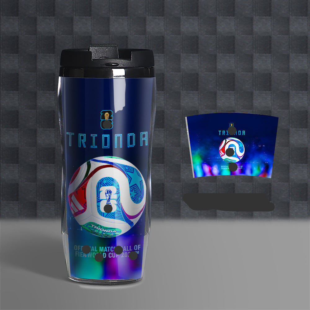Football Fan Water Bottle 500ml, Soccer Theme Sports Cup, Reusable PVC Drink Bottle for Fans and Outdoor Activities