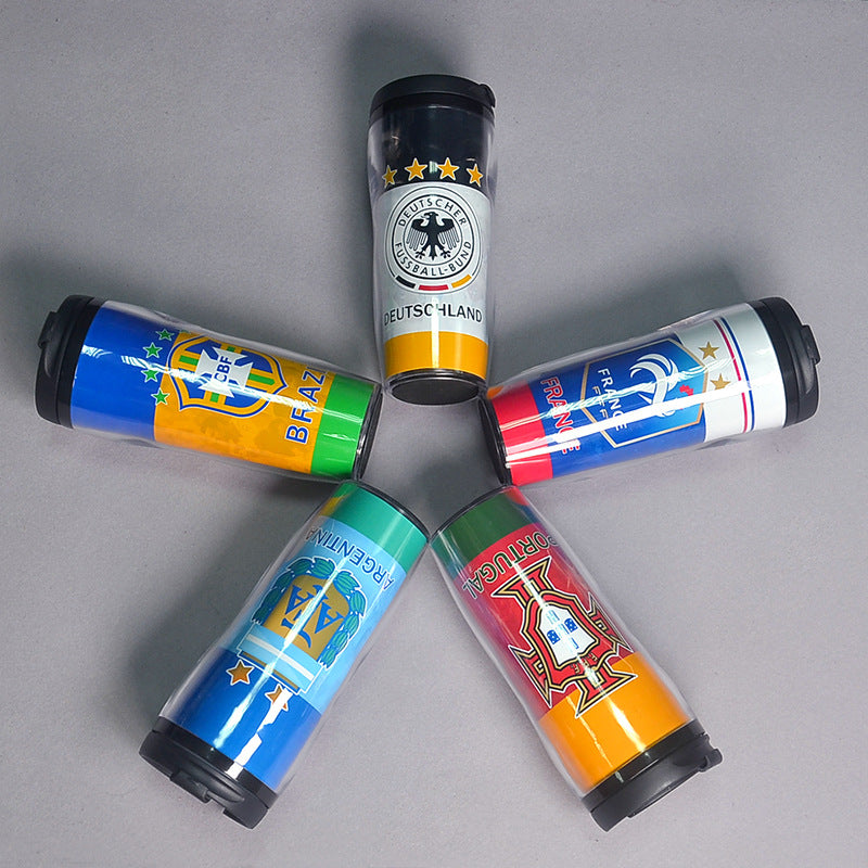 Football Fan Water Bottle 500ml, Soccer Theme Sports Cup, Reusable PVC Drink Bottle for Fans and Outdoor Activities-d8530d64e2cb